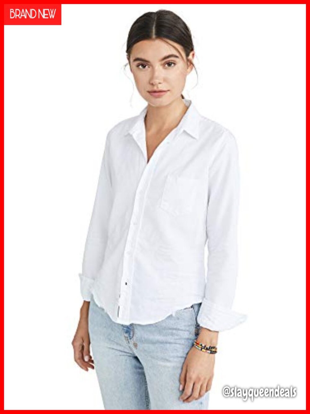 Frank & Eileen Barry Denim Button Down Shirt Loose Fit Long Sleeve